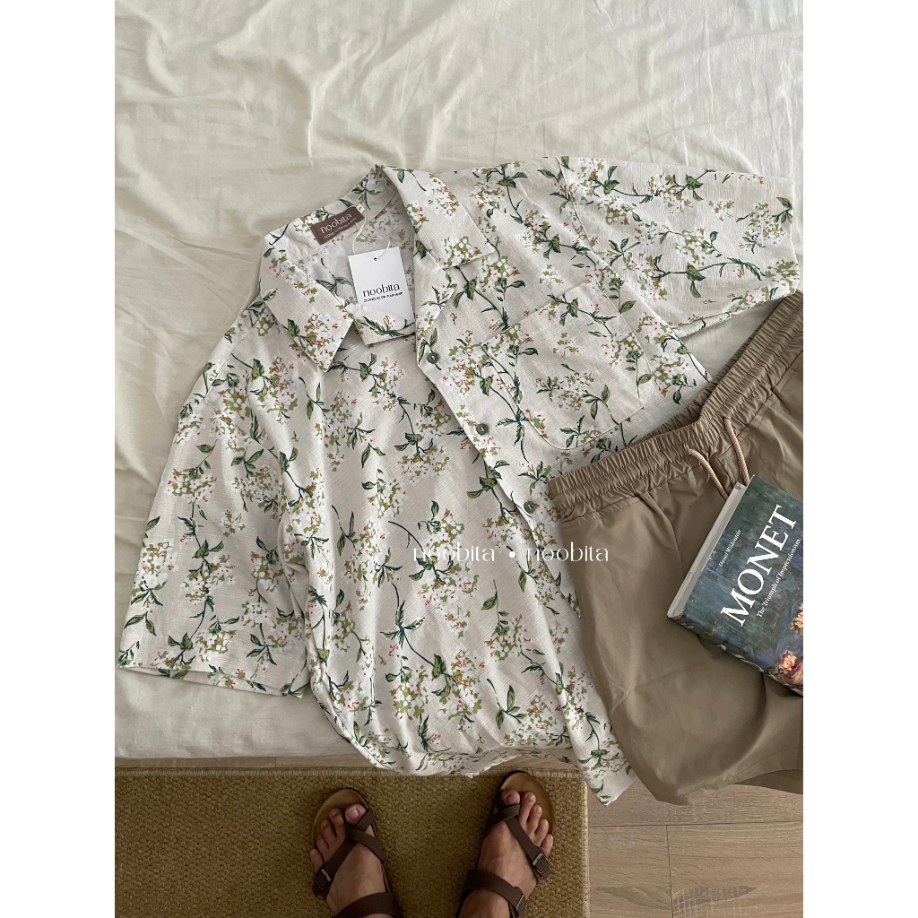 NOBITA HOME - Sơ mi tay ngắn hoạ tiết lá 7892