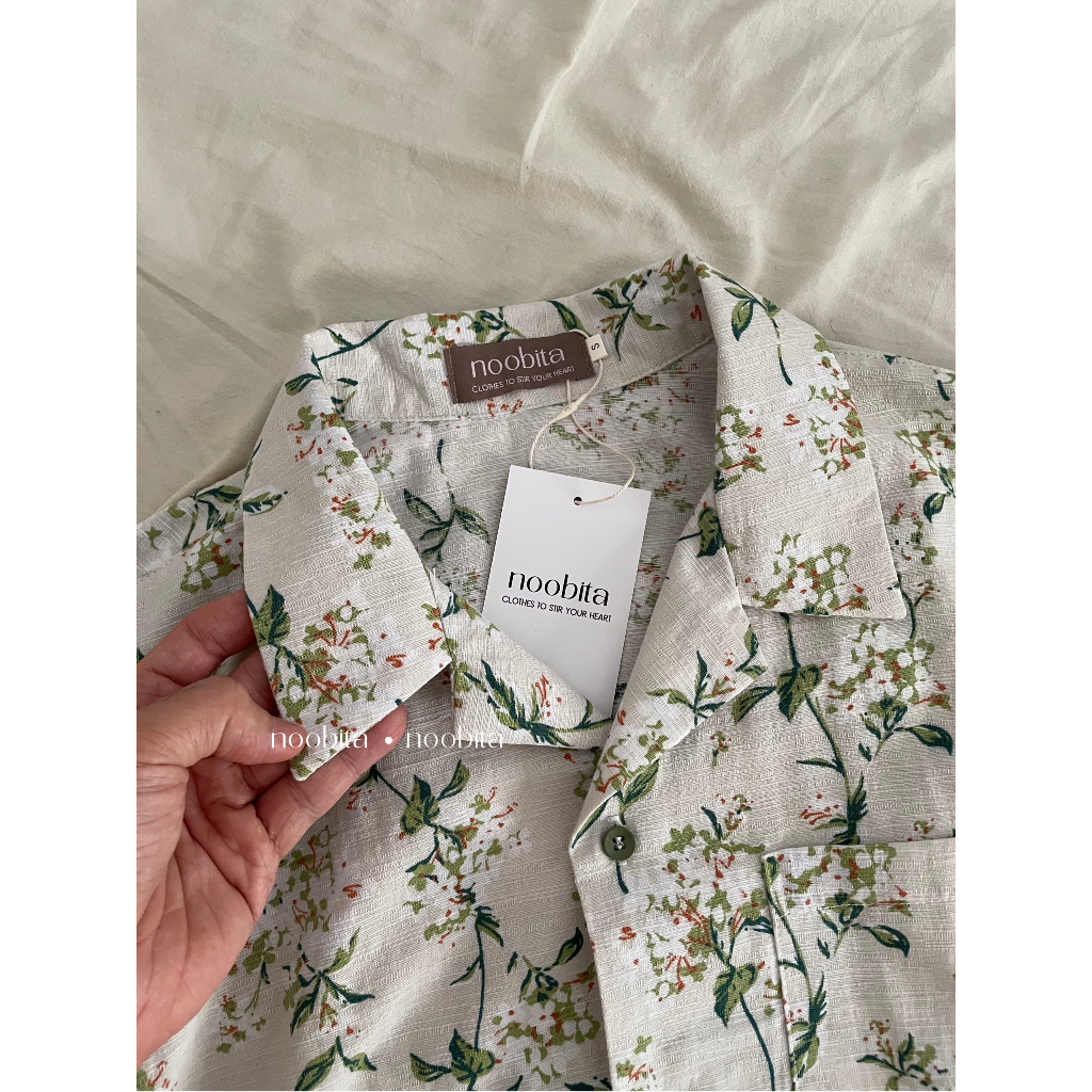NOBITA HOME - Sơ mi tay ngắn hoạ tiết lá 7892