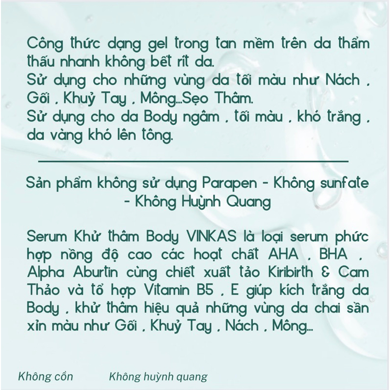 Serum Mờ Thâm Cơ Thể - Serum Kích Trắng Da VINKAS