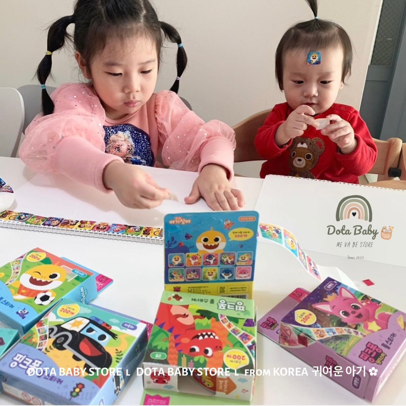 Bộ 200 Sticker BABYSHARK Nội Địa Hàn Cho Bé