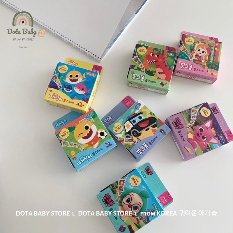 Bộ 200 Sticker BABYSHARK Nội Địa Hàn Cho Bé