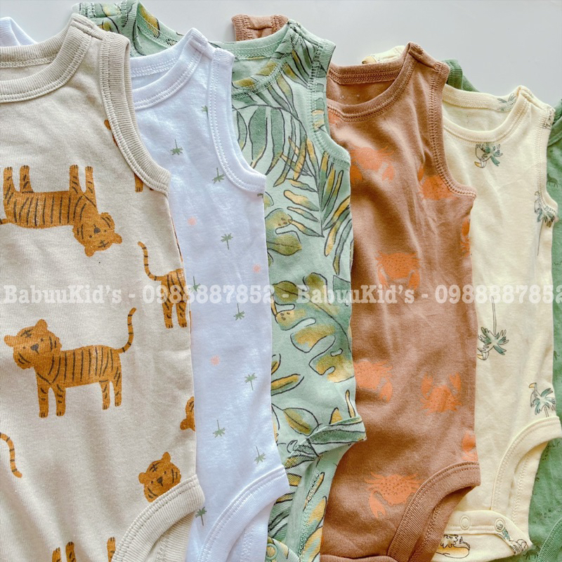 Bộ đồ liền thân ba lỗ bodysuit body chip bé trai bé gái xuất dư C.a.r.ter's