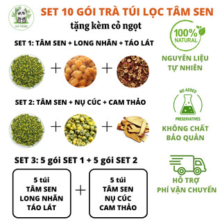 Set 10 gói trà túi lọc tâm sen an thần, ngon giấc