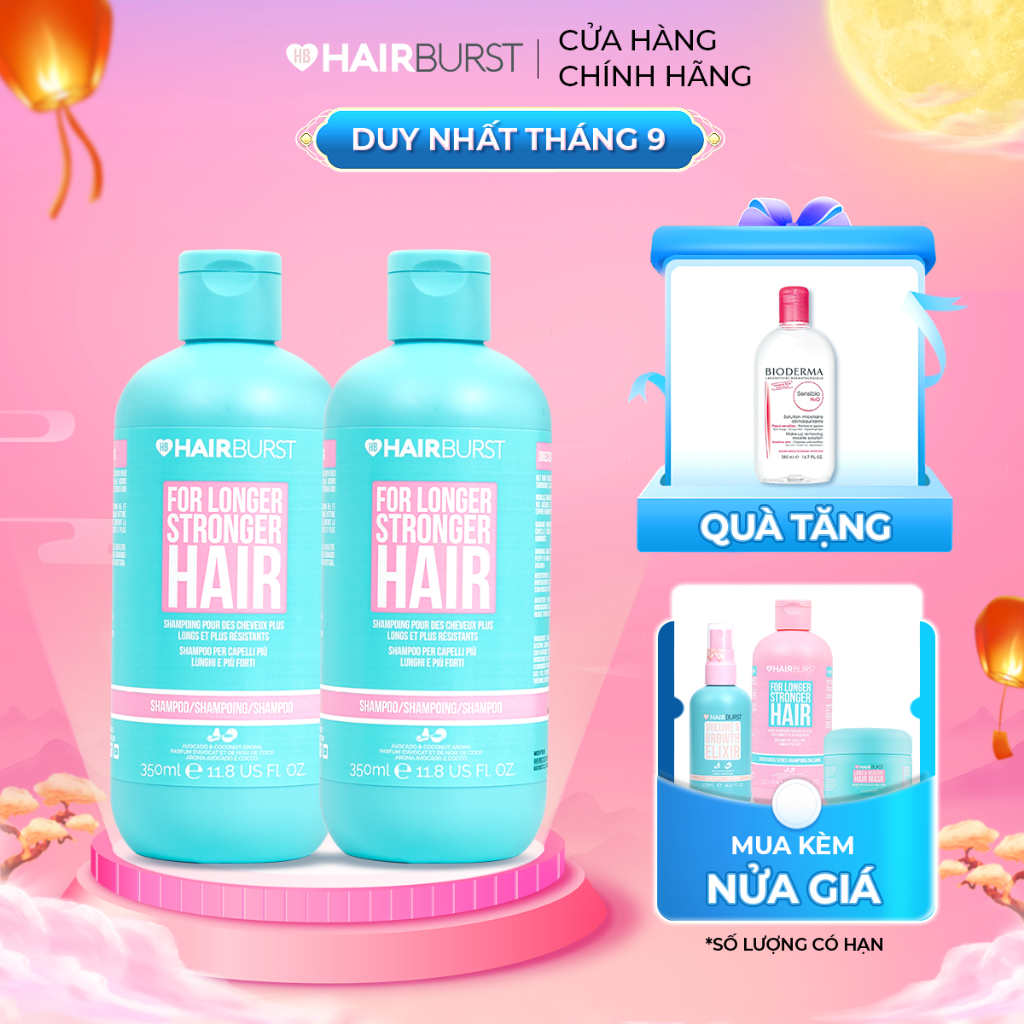 Combo 2 Dầu gội HAIRBURST hỗ trợ mọc tóc dài hơn chắc khỏe hơn 350ml/chai