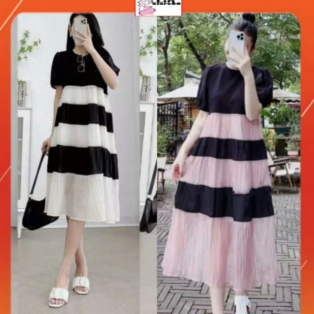 Váy bầu Tay Phồng, Đầm Xòe Đuôi Cá Dáng Suông Vải Ren Lông, Hàng Đẹp 2 Lớp. Freesize Dưới 65kg