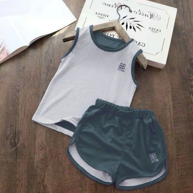 Bộ ba lỗ bé trai RICHKID, Bộ quần áo ba lỗ trẻ em chất liệu vải lưới co giãn, thoáng mát