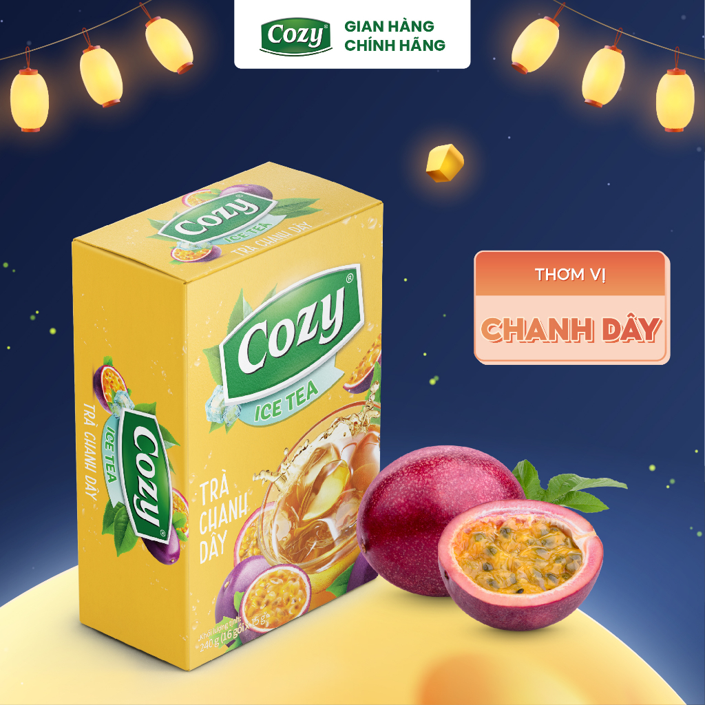 Trà Chanh dây hòa tan Cozy Ice Tea (16 gói x 15gr) - Nước giải khát tiện lợi