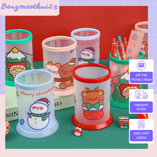 Hộp ống đựng bút gấp gọn họa tiết giáng sinh noel dùng để đựng bút cọ trang điểm tiện lợi