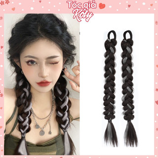 Tóc giả thắt bính light Koty, tóc tết giả thắt bím highlight xám khói cho nữ