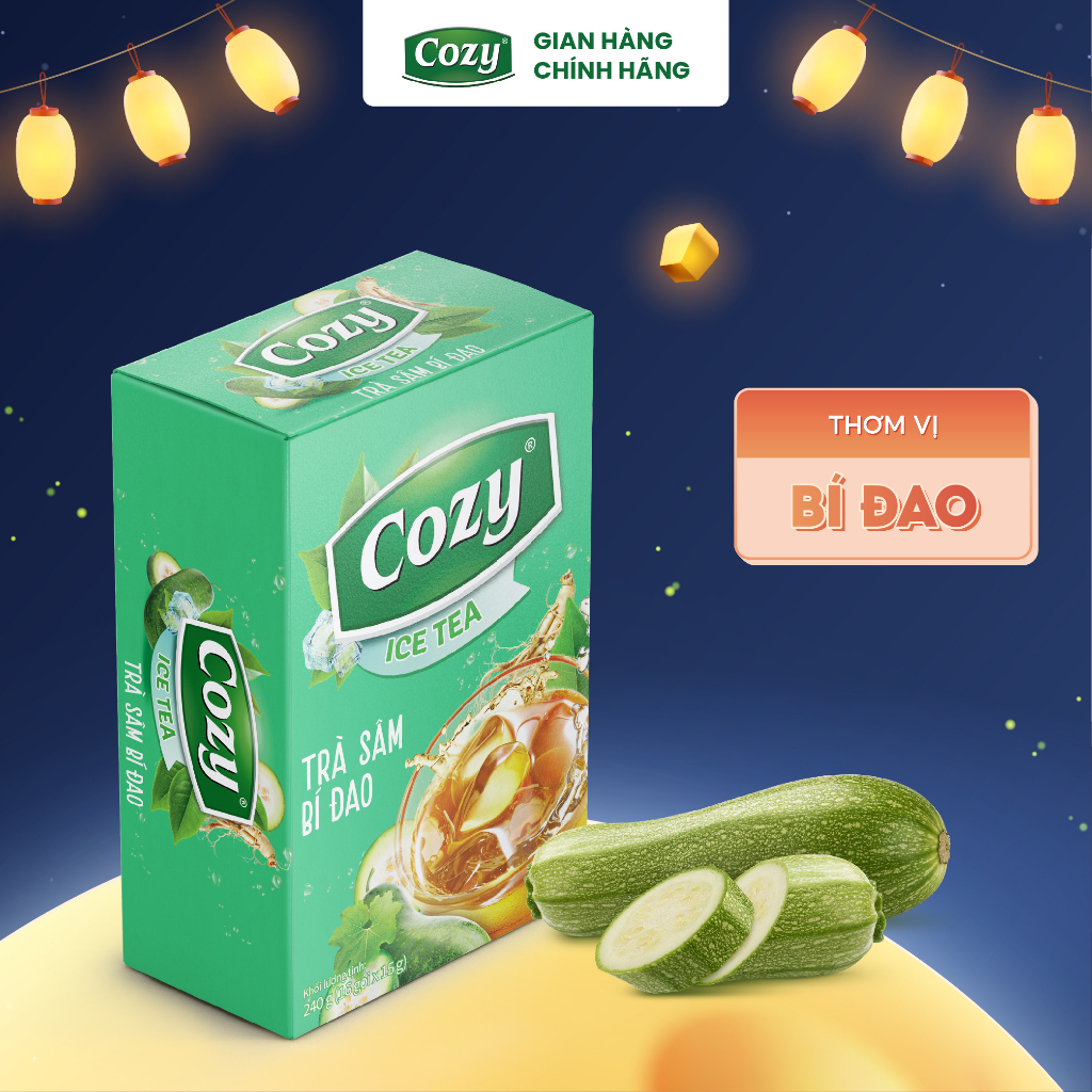 Trà Cozy Hòa Tan Ice Tea Các Vị Thức Uống Giải Khát Thanh Nhiệt Tươi Mát Trà Đào, Trà Chanh, Trà Vải (Hộp 16 gói x 15gr)