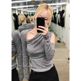 Mschf ss23 tops - áo thun dài tay hở vai thu đông trendy