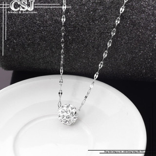 Dây chuyền inox lá me trái châu xỏ ngang
