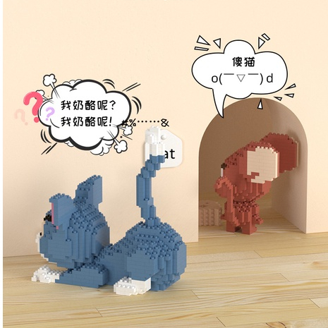 Mô hình lắp ráp 3D Tom and Jerry, Đồ chơi lắp ráp nhận vật hoạt hình cho bé, Mô hình decor Tom and Jerry