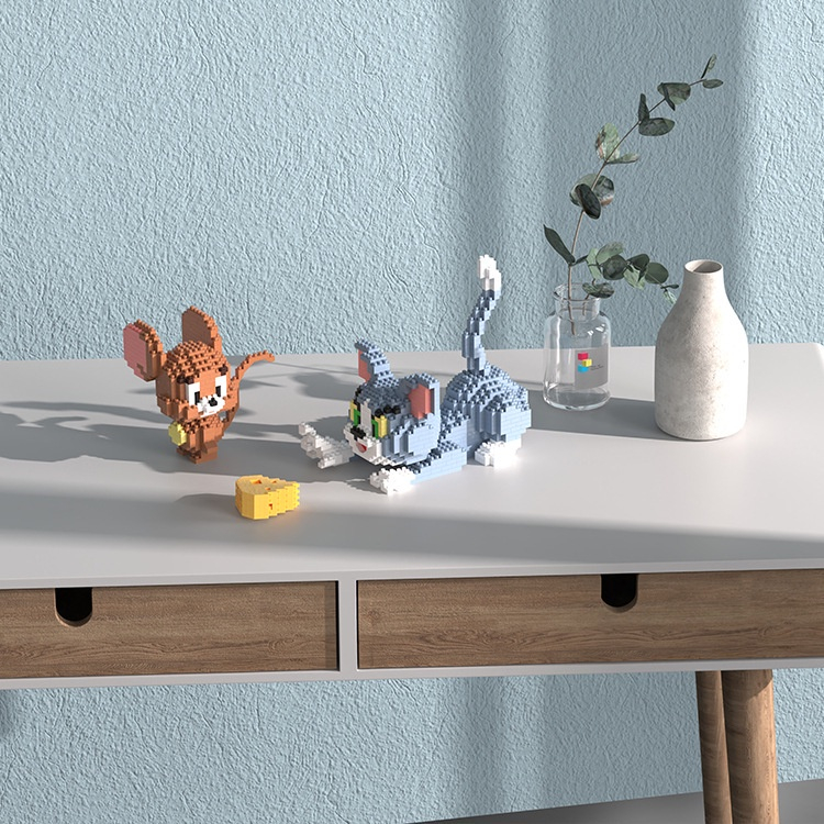 Mô hình lắp ráp 3D Tom and Jerry, Đồ chơi lắp ráp nhận vật hoạt hình cho bé, Mô hình decor Tom and Jerry