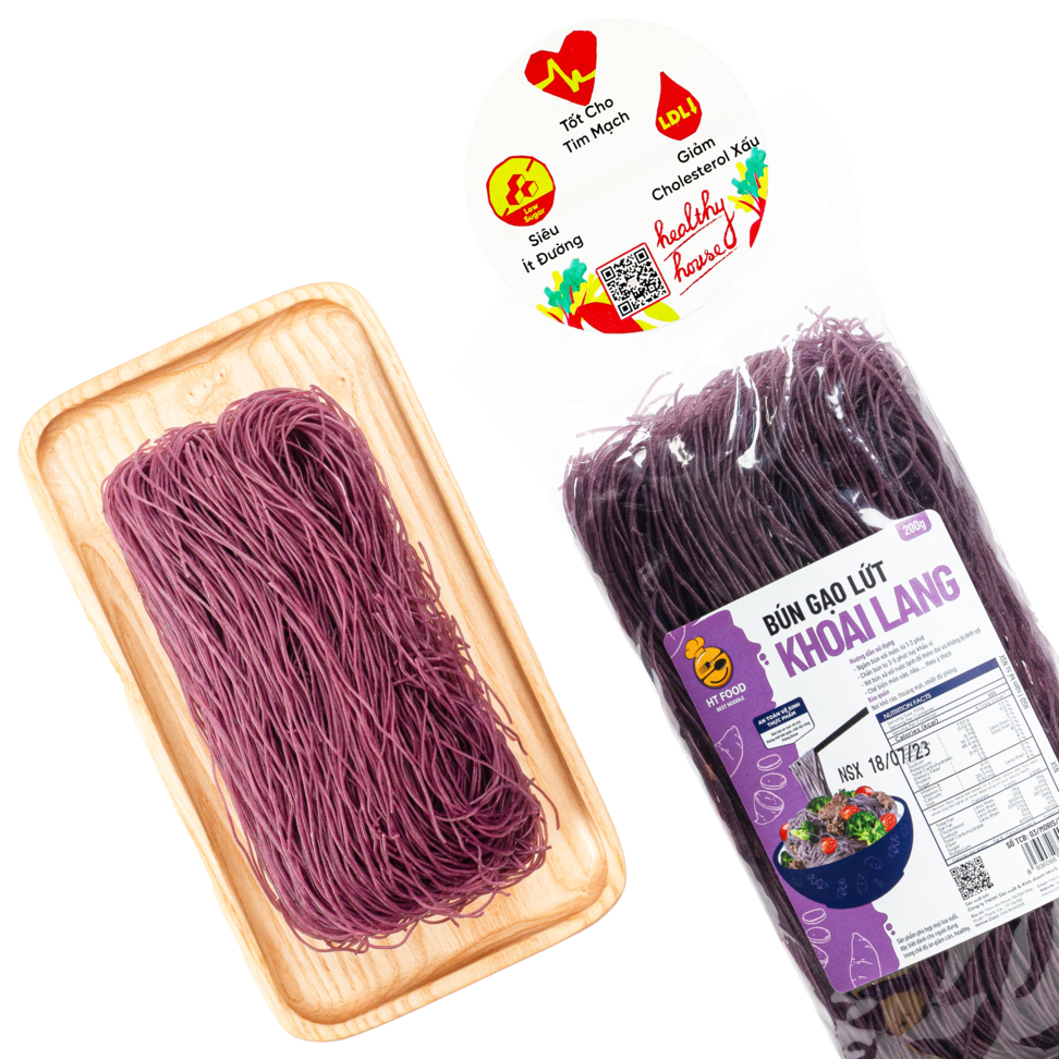 Bún Gạo Lứt Khoai Lang HT Food nguyên chất, ăn kiêng, healthy, giảm cân lành mạnh gói 200gr