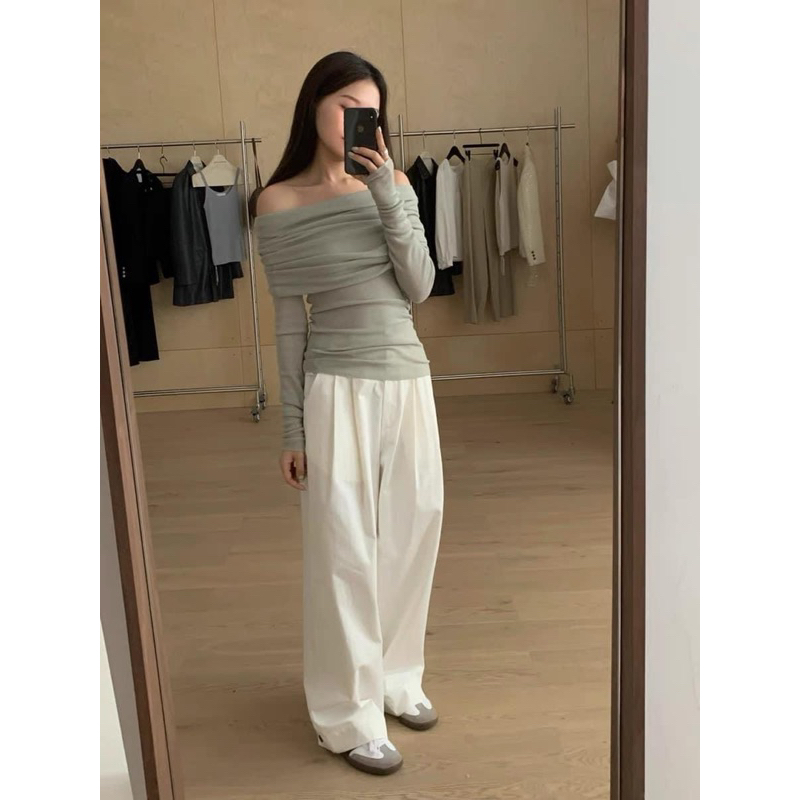 Áo trễ vai len dài tay 🍂