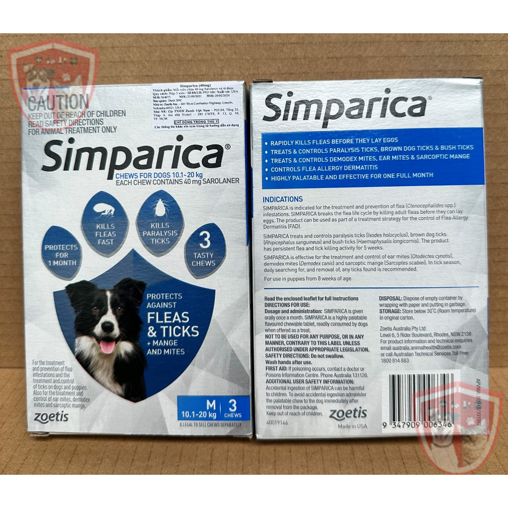Simparica  - Phòng ve,rận, bọ chét,ghẻ cho cún cưng - Hiệu quả nhanh, kéo dài 1 tháng