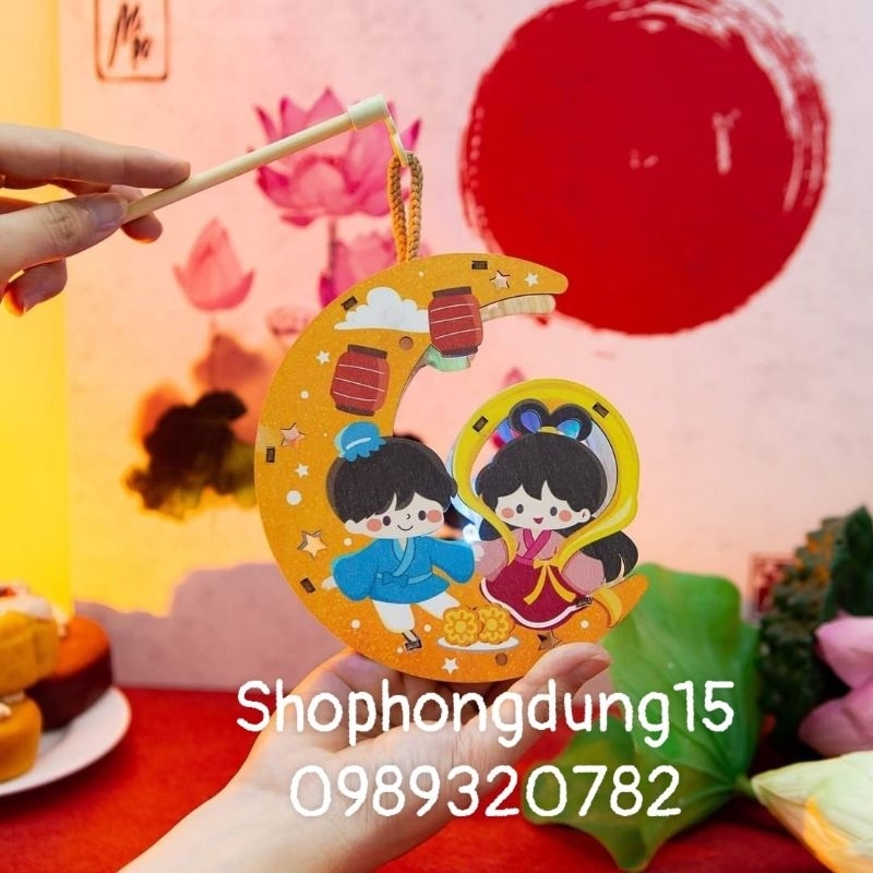 Lồng đèn trung thu gỗ   - lồng đèn bé về tự tô