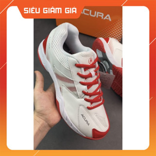 Giày Cầu Lông Bóng Bàn Bóng Chuyền Acura Nam Nữ FULLBOX màu Trắng Đỏ Di Chuyển Nhẹ Nhàng Êm Chân Thoáng Khí
