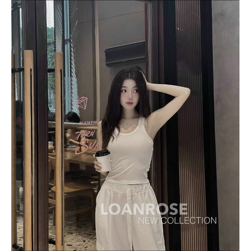 Set bộ đồ nữ thời trang áo thun gân phối quần cotton lạnh ống rộng có túi 2 màu như hình,