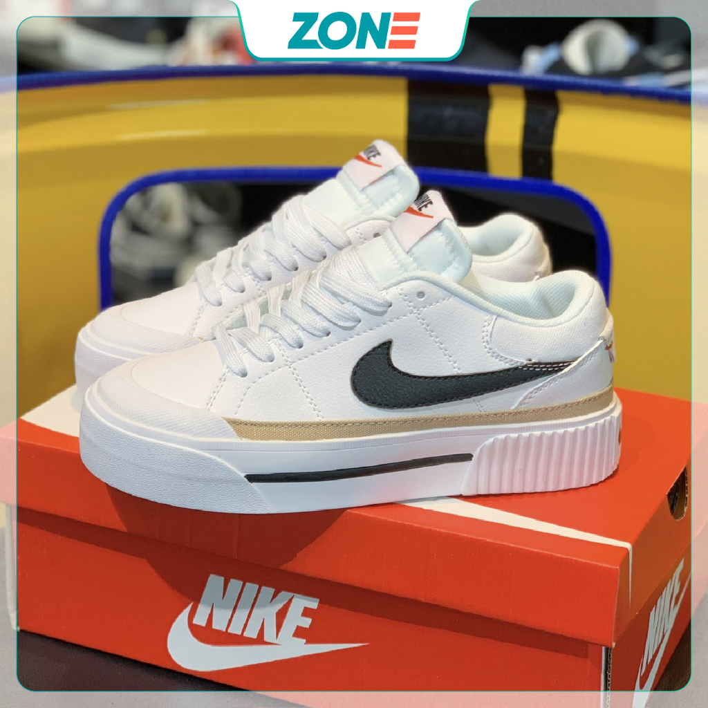 Giày Thể Thao _Nike Trắng Viền Vàng Giày Court Legacy Lift Black White
