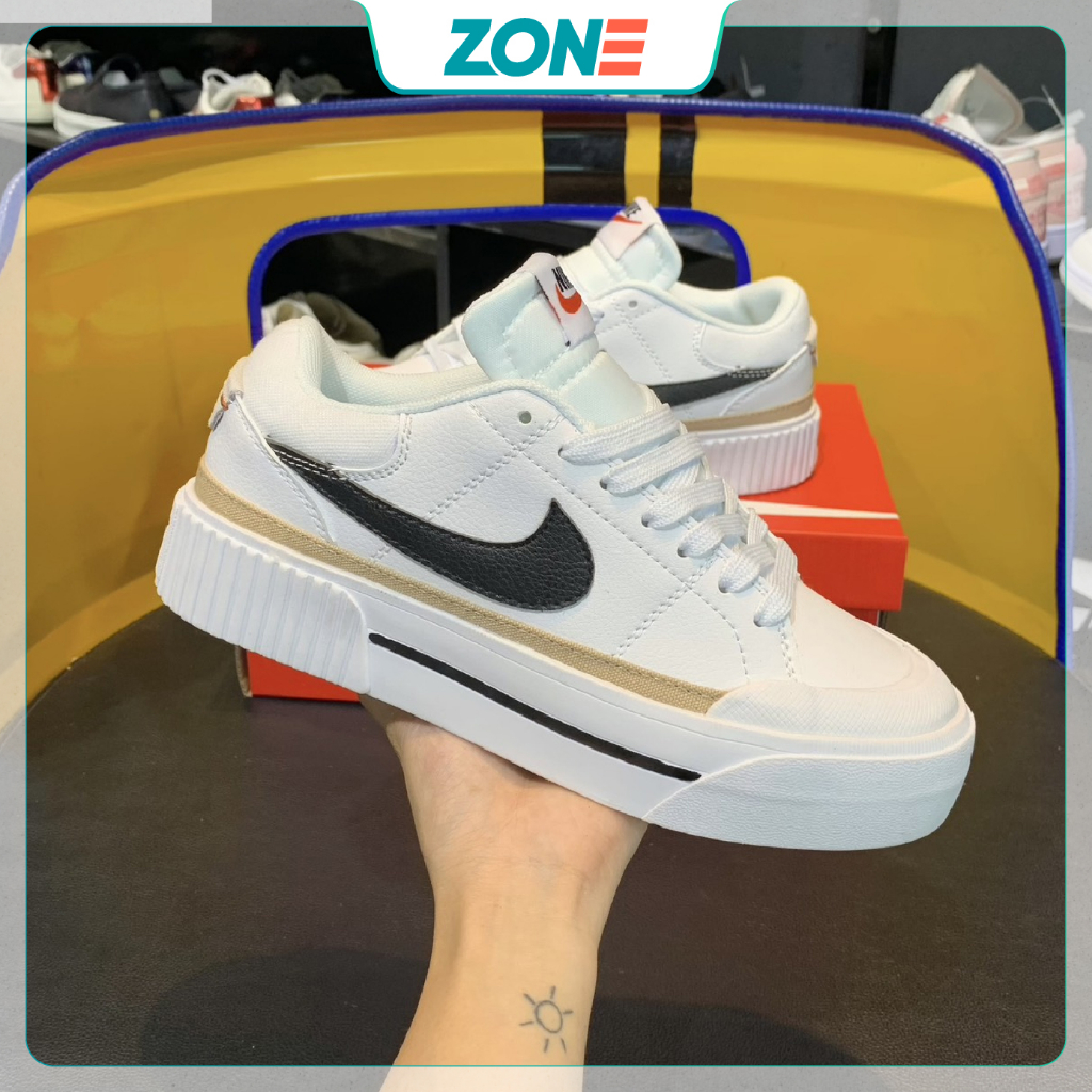 Giày Thể Thao _Nike Trắng Viền Vàng Giày Court Legacy Lift Black White