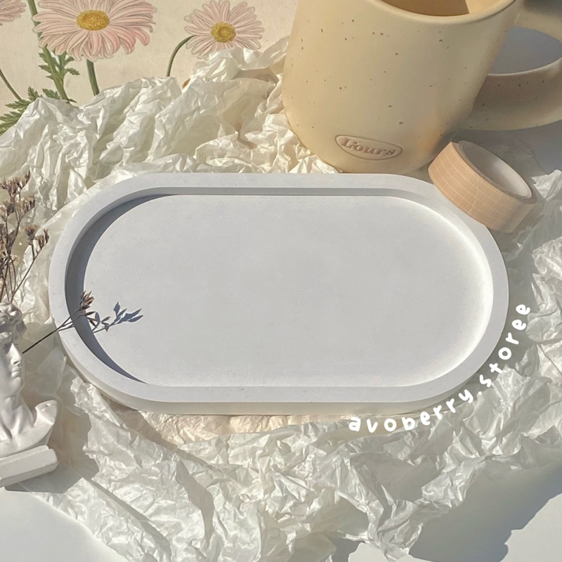 Đĩa Thạch Cao Tự Trang Trí Hình Oval  -avoberry.storee-