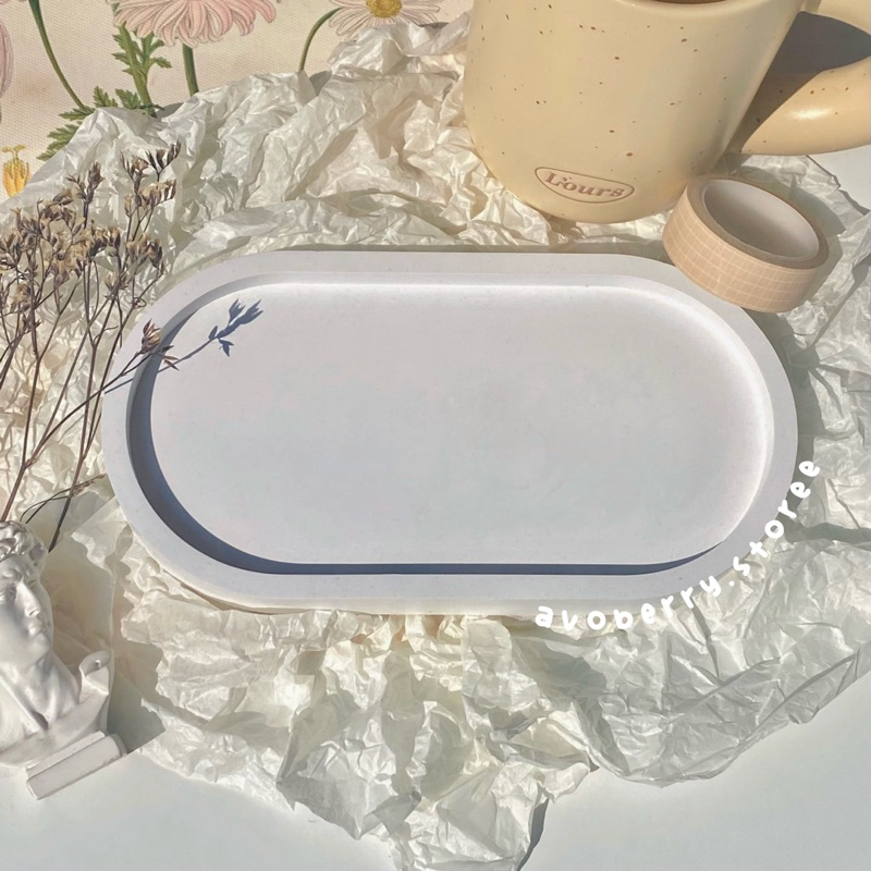 Đĩa Thạch Cao Tự Trang Trí Hình Oval  -avoberry.storee-