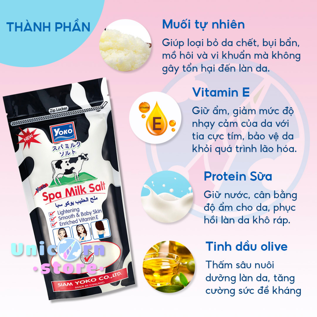 Muối Spa Tẩy Tế Bào Chết Sữa Bò YOKO Nội Địa Thái Lan 300G