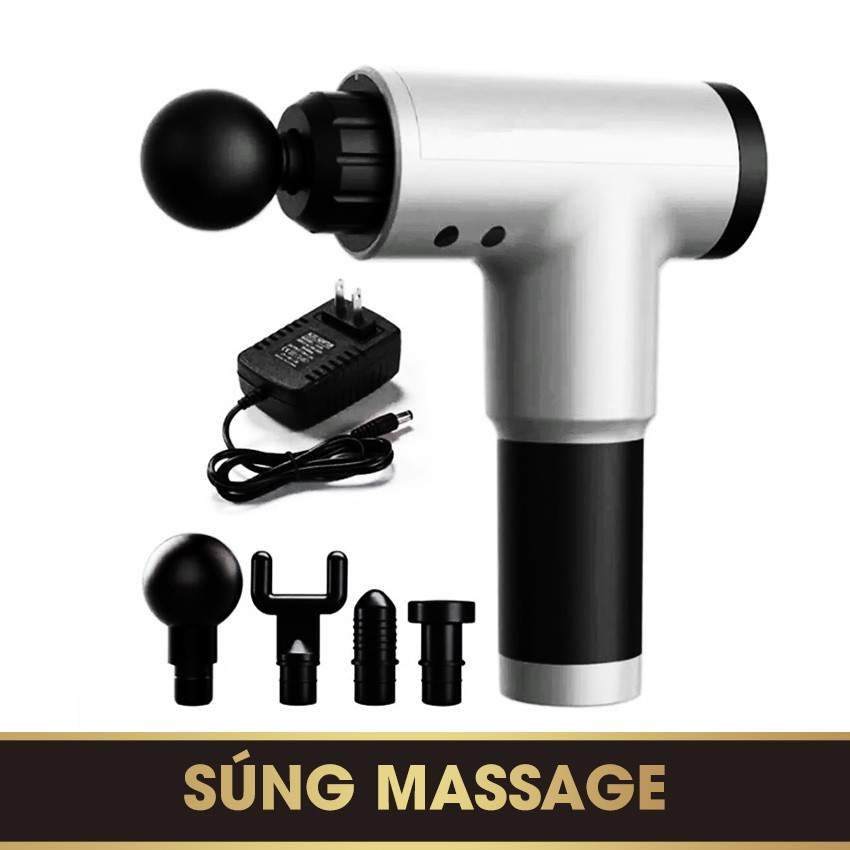 Máy Massage Cầm Tay Cổ Vai Gáy 4 Đầu 6 Chế Độ - Máy Đấm Lưng Rung Mát xa Giúp Giãn Cơ Thư Giãn