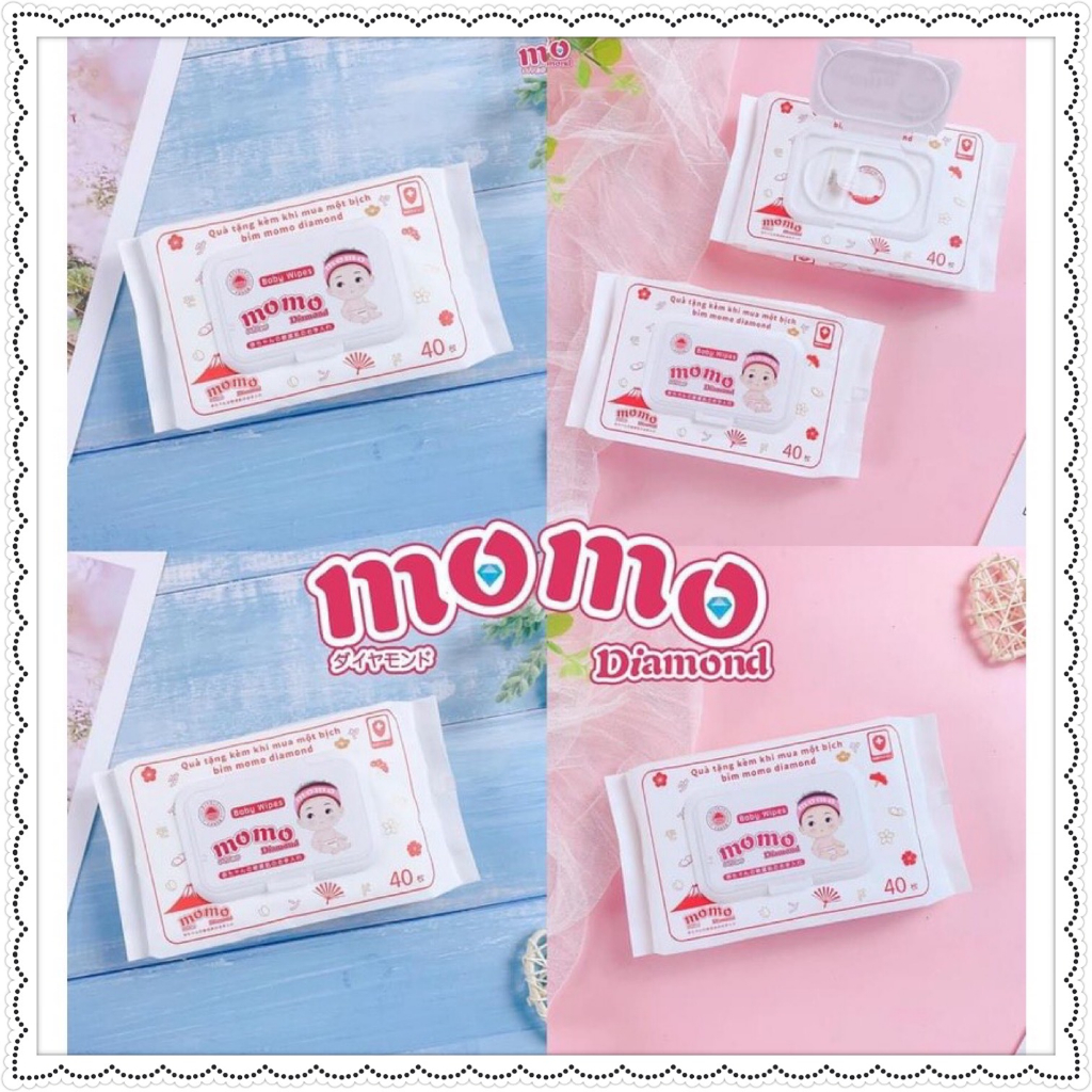 Khăn giấy ướt tự tan cao cấp Momo Diamond 40 tờ