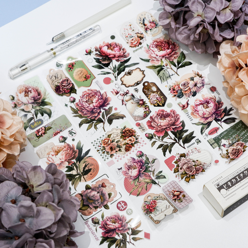 𝓑𝓾𝓵𝓵𝓮𝓽𝓳𝓸𝓾𝓻𝓷𝓪𝓵𝟏𝟏𝟓 ✿ Băng dính "𝐏𝐢𝐧𝐤 𝐋𝐞𝐭𝐭𝐞𝐫" mẫu hoa mẫu đơn và lời nhắn gửi phong cách cổ điển trang trí sổ