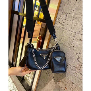 Set túi ví thời trang nữ prada da trơn 🧡🧡🧡 freeship 🧡🧡🧡 túi xách nữ set 2 túi ví