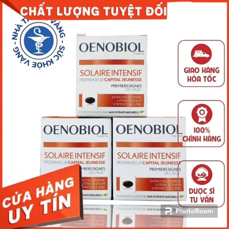 Viên uống chống nắng nội sinh, giúp làm đẹp da, sáng da OENOBIOL Solaire Intensif