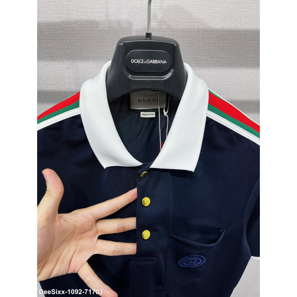 Áo polo GC nam cổ bẻ cotton gai dọc viền tay sọc đơn giản trẻ trung