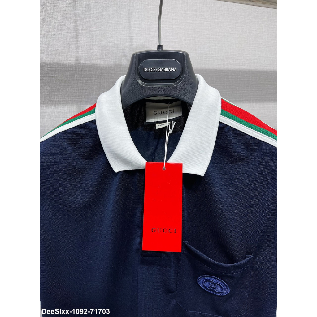 Áo polo GC nam cổ bẻ cotton gai dọc viền tay sọc đơn giản trẻ trung