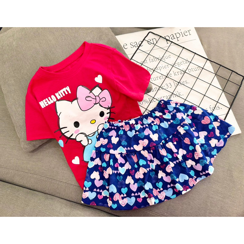 10-22kg | Đầm rời bé gái thun cotton chính phẩm, chân váy hoa có chip