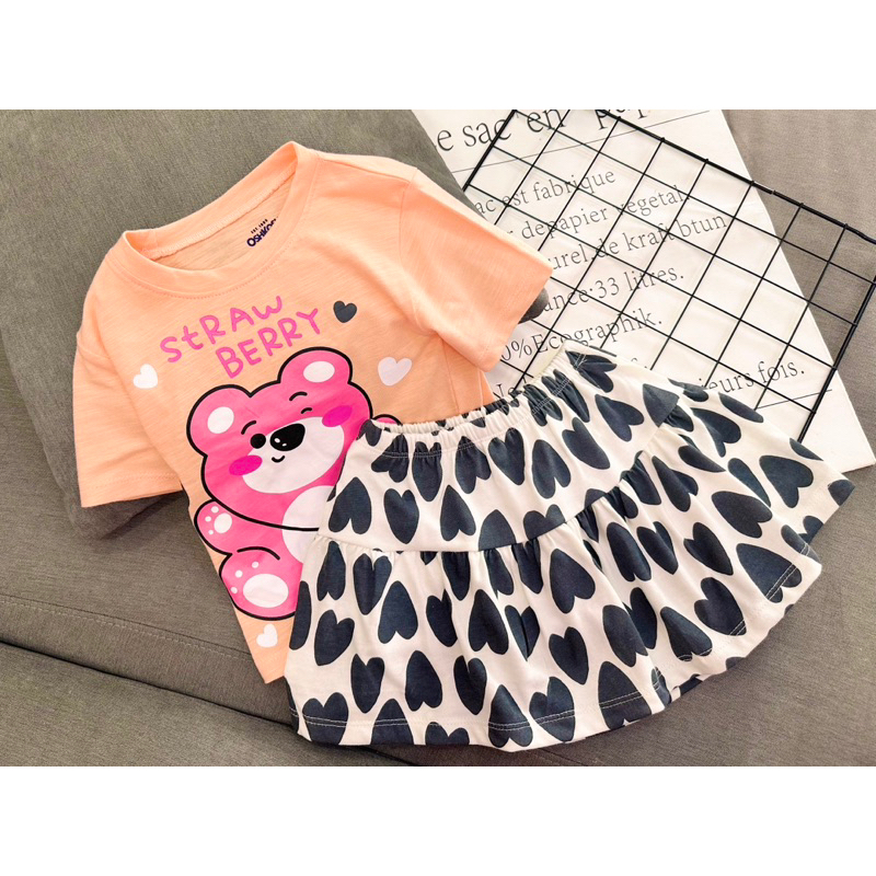 10-22kg | Đầm rời bé gái thun cotton chính phẩm, chân váy hoa có chip