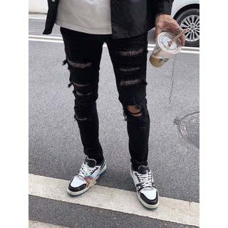  ⭐️  HÀNG CAO CẤP  - Quần Jeans Nam Ami,ri Đen Rách Gối Đính Đá Sang Chảnh -Quần Bò Ami,,ri Đính Đá Dáng Biker Size 28 34 