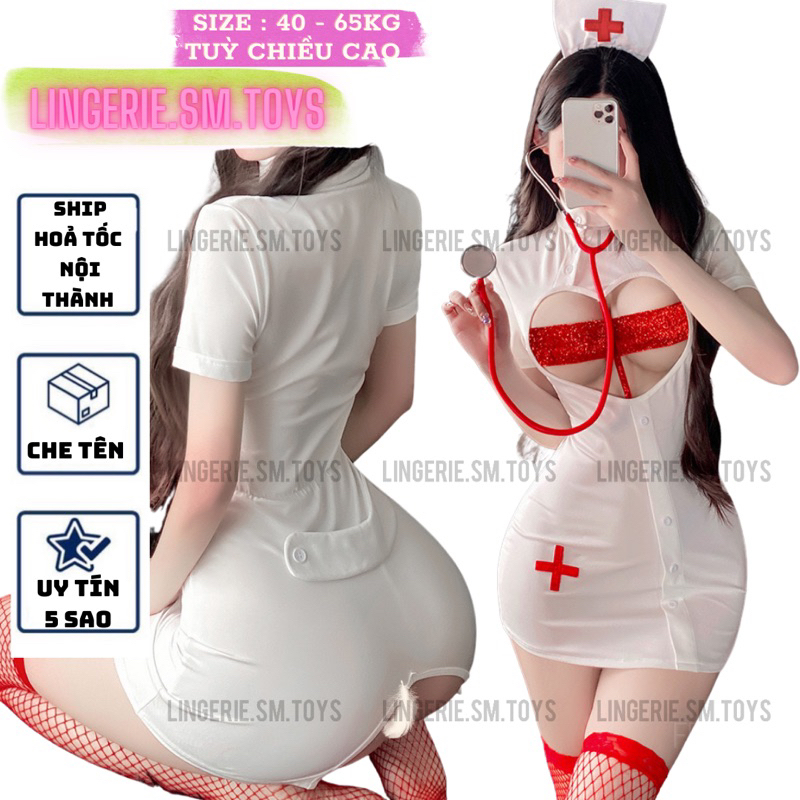 FM6645 - Đầm Liền Thân Ôm Body Phong Cách Hoá Trang Nữ Y Tá Gợi Cảm