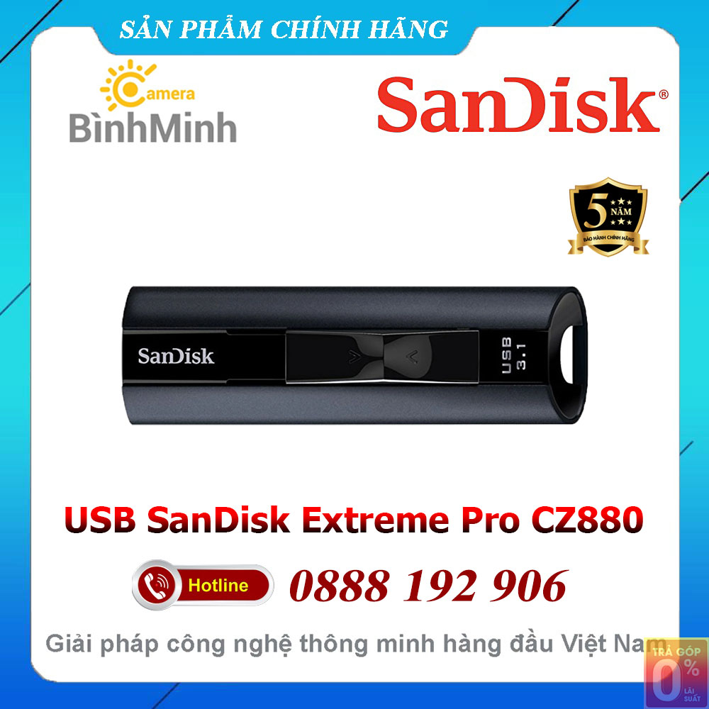 USB Boot Cứu Hộ 3.2 256GB 512GB 1TB SanDisk Extreme Pro CZ880 (Đọc 420MB/s, Ghi 380MB/s) - BH 3 Năm