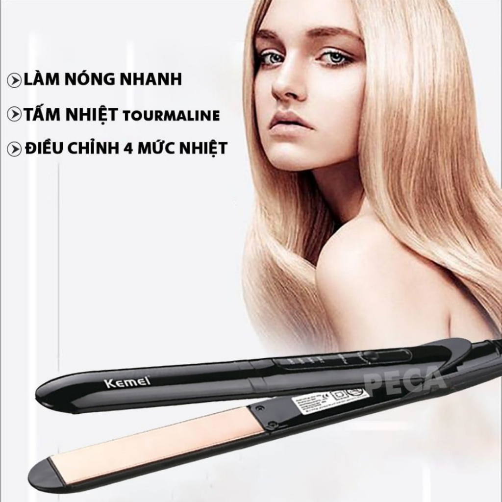 Máy duỗi tóc mini Kemei KM-2219 cao cấp máy kẹp tóc tạo kiểu tóc thẳng 2 trong 1 đa năng 4 mức nhiệt, máy tạo kiểu tóc