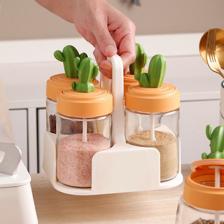 Set 4 hũ thuỷ hình xương rồng đựng gia vị lọ đựng gia vị kèm muỗng thìa