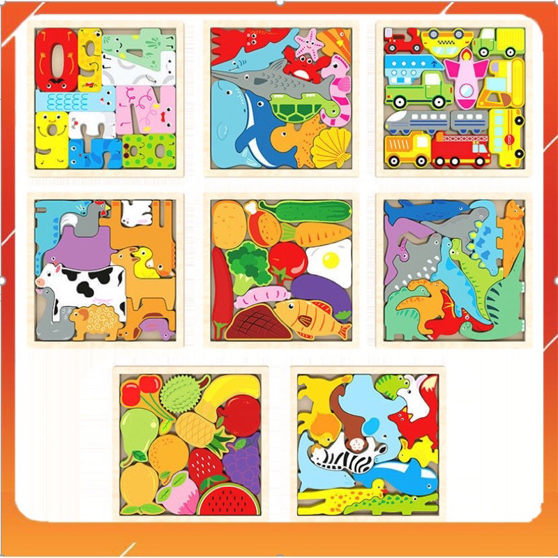 Tranh ghép tư duy số, thực phẩm, động vật rừng, xe cọ, hoa quả, động vật biển, động vật nuôi cho bé phát triển!