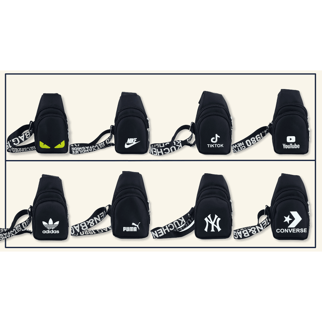 Túi chéo TOHI® - Túi đeo chéo nam mini vải dù trơn - Size XS  kích thước R5cmxD15cmxC20cm