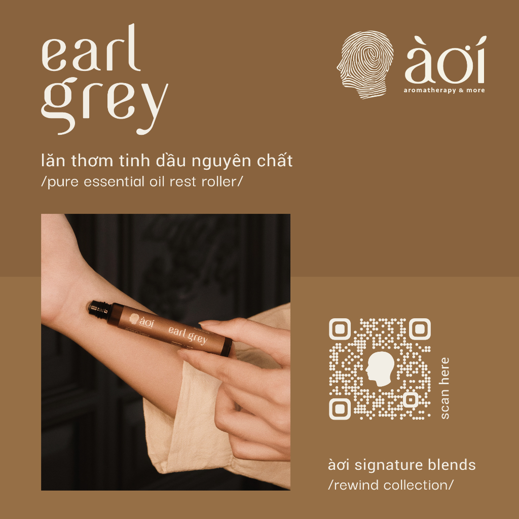 lăn thơm tinh dầu thiên nhiên earl grey | pure essential oil rest roller | àơi signature blend - earl grey in/rewind/
