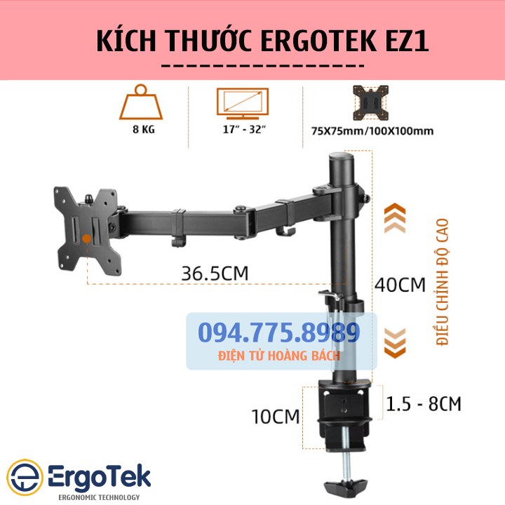 Giá Treo Màn Hình ErgoTek EZ 17 - 30 Inch / XL03 17 - 27 Inch - Tay Arm Treo Đỡ Màn Hình Máy Tính