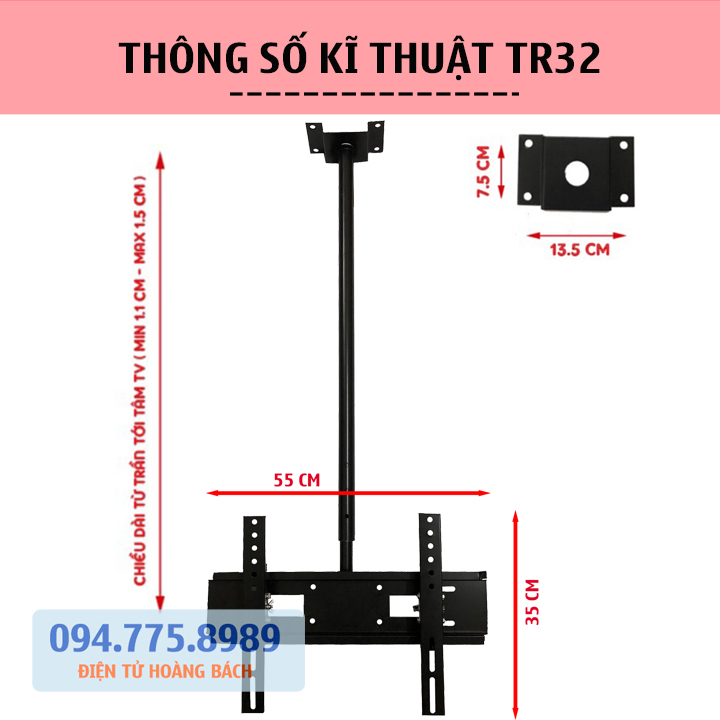 Giá Treo Tivi Thả Trần NB T560 32 - 75 Inch / TR32 32 - 43 Inch - Khung Treo Tivi Ngược Trần Nhà