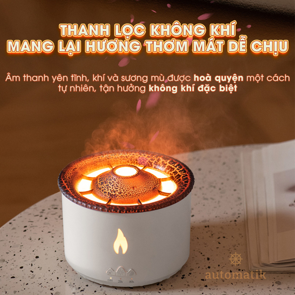 Máy Phun Sương Tạo Ẩm Khuếch Tán Tinh Dầu, Máy Xông Tinh Dầu Phòng Khách Phòng Ngủ Tự Động Ngọn Lửa Thơm Phòng Automatik