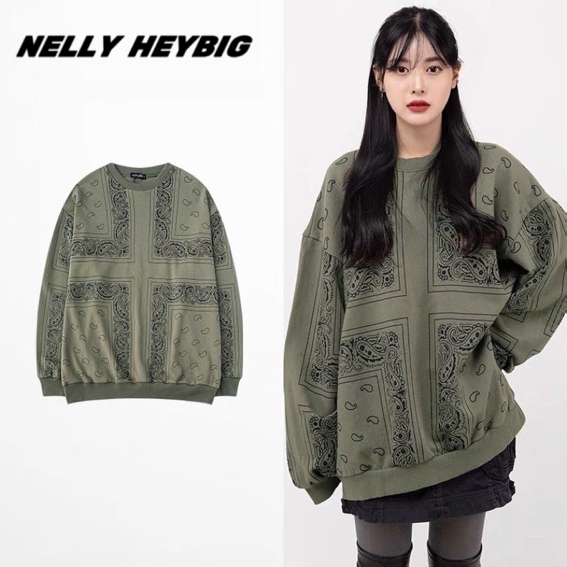Áo sweater da cá  Nelly Heybig unisex form rộng 49